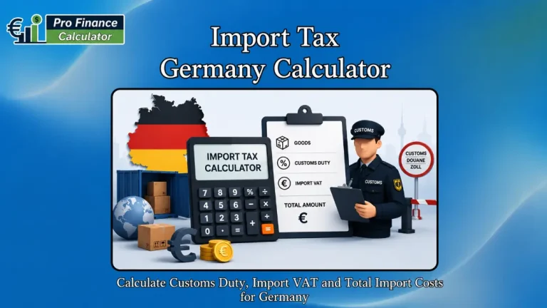 Import Tax Germany Calculator for customs duty, import VAT and total import costs