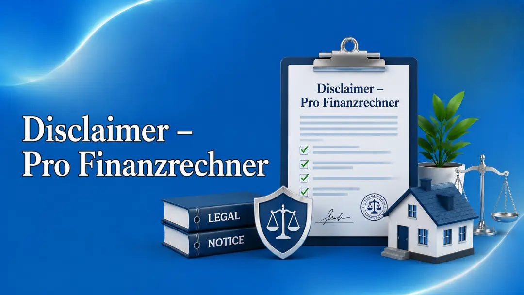 Disclaimer of Pro Finanzrechner with legal notice and liability information