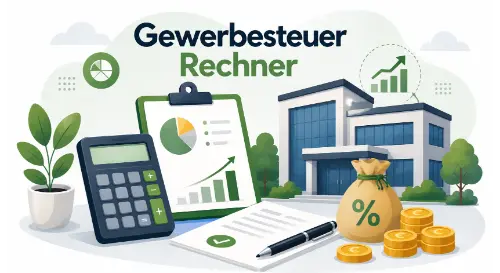 Gewerbesteuer Rechner zur Berechnung von Gewerbeertrag, Steuermessbetrag und Hebesatz