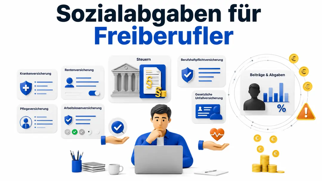 Freiberufler Steuern Rechner 2 Sozialabgaben für Freiberufler mit Versicherungen, Dokumenten und Finanzübersicht.