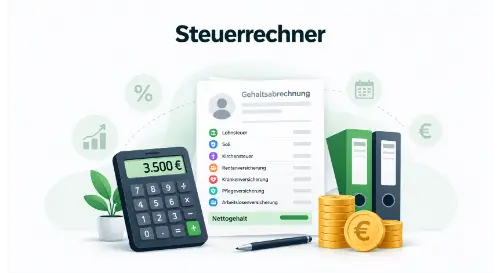 Steuerrechner zur Berechnung von Brutto-Netto-Gehalt mit Lohnsteuer und Sozialabgaben